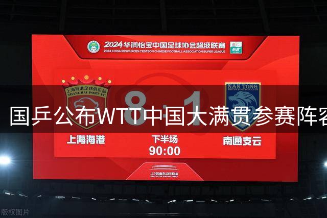 国乒公布WTT中国大满贯参赛阵容 王楚钦孙颖莎率队出征